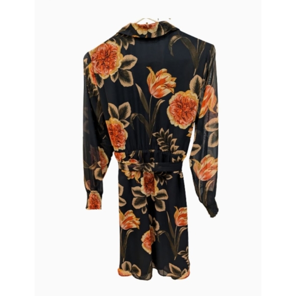 Floral Navy and Orange Dress - Picture 2 of 6